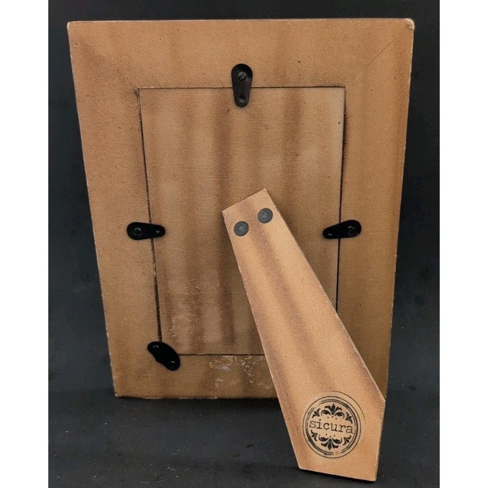 Sicura Photo Frame Black & Natural Wood Inlaid Italian Design For 3 x 5 Picture - Picture 8 of 10